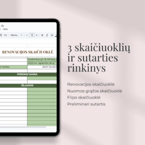 3 skaičiuoklių ir sutarties rinkinys